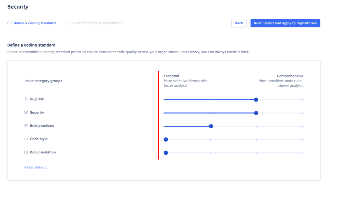 Coding standard presets